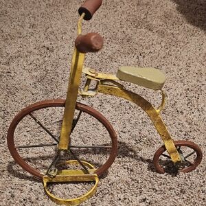 Vintage-Style Yellow and Brown Small-scale Replica Bicycle
